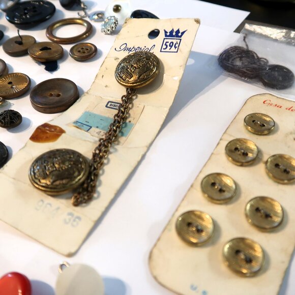 Large Old Button Collection Some Military Style Buttons Some Vintage Variety - Picture 1 of 16